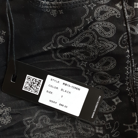 Nwt Ranbeeri skinny black paisley print Jeans - Picture 2 of 3
